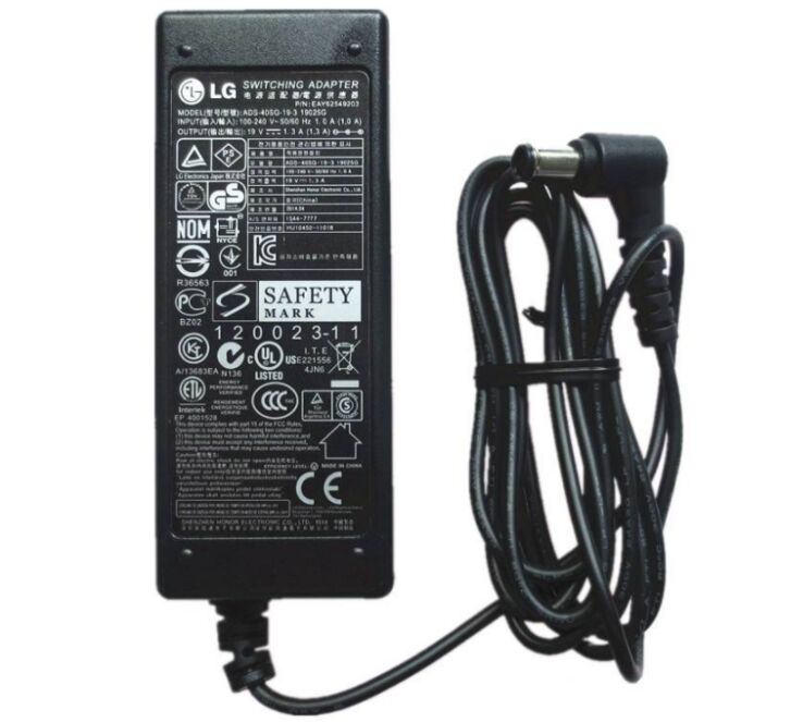 25W 19V 1.3A LG IPS Monitor 23MP65HQ 23MP65VA Adapter +Koord