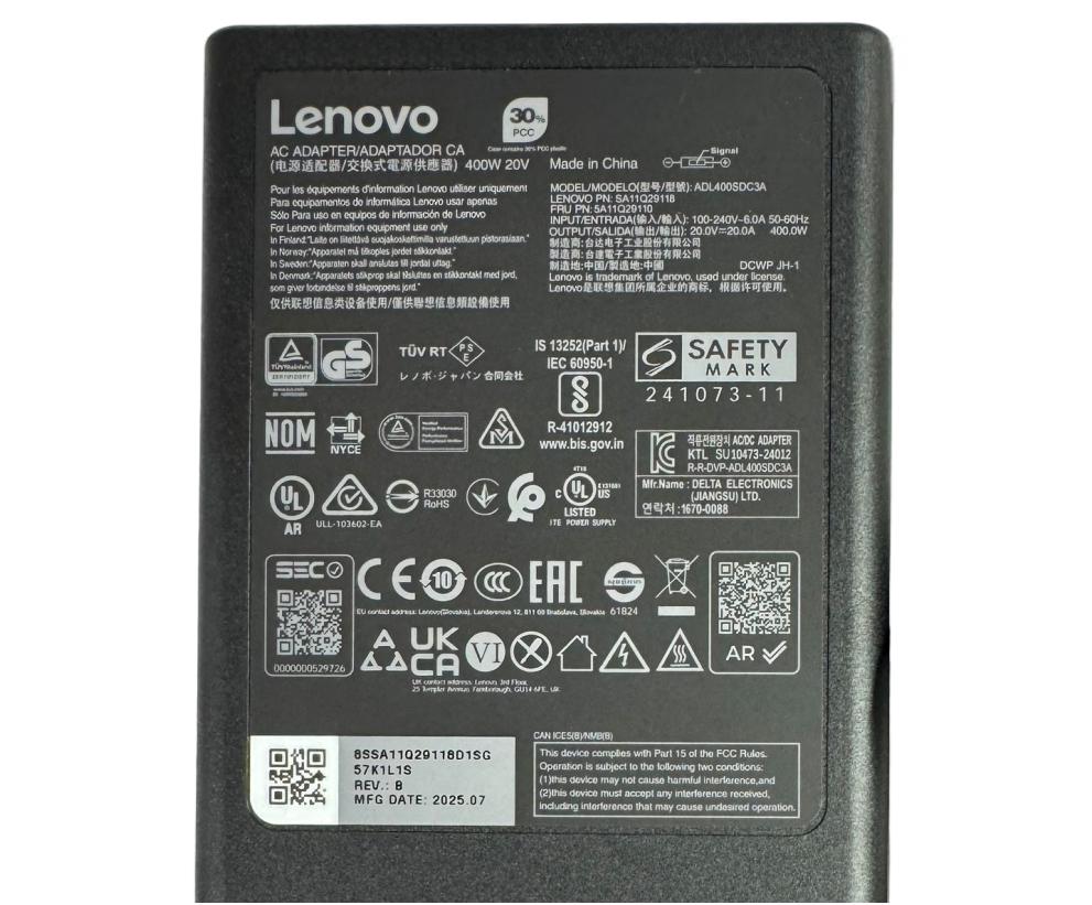 20V 20A 400W Origineel Lenovo ADL400SCC3A Adapter Voeding Oplader + Netsnoer 20V 20A 400W Origineel Lenovo ADL400SCC3A Adapter Voeding Oplader + Netsnoer