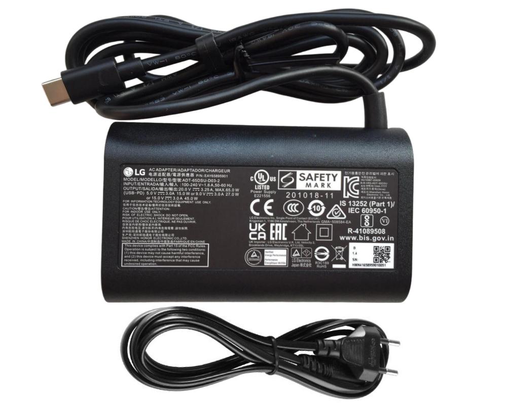 65W Type-C Origineel LG Gram 14 14Z90T AC Adapter Voeding Oplader + Netsnoer