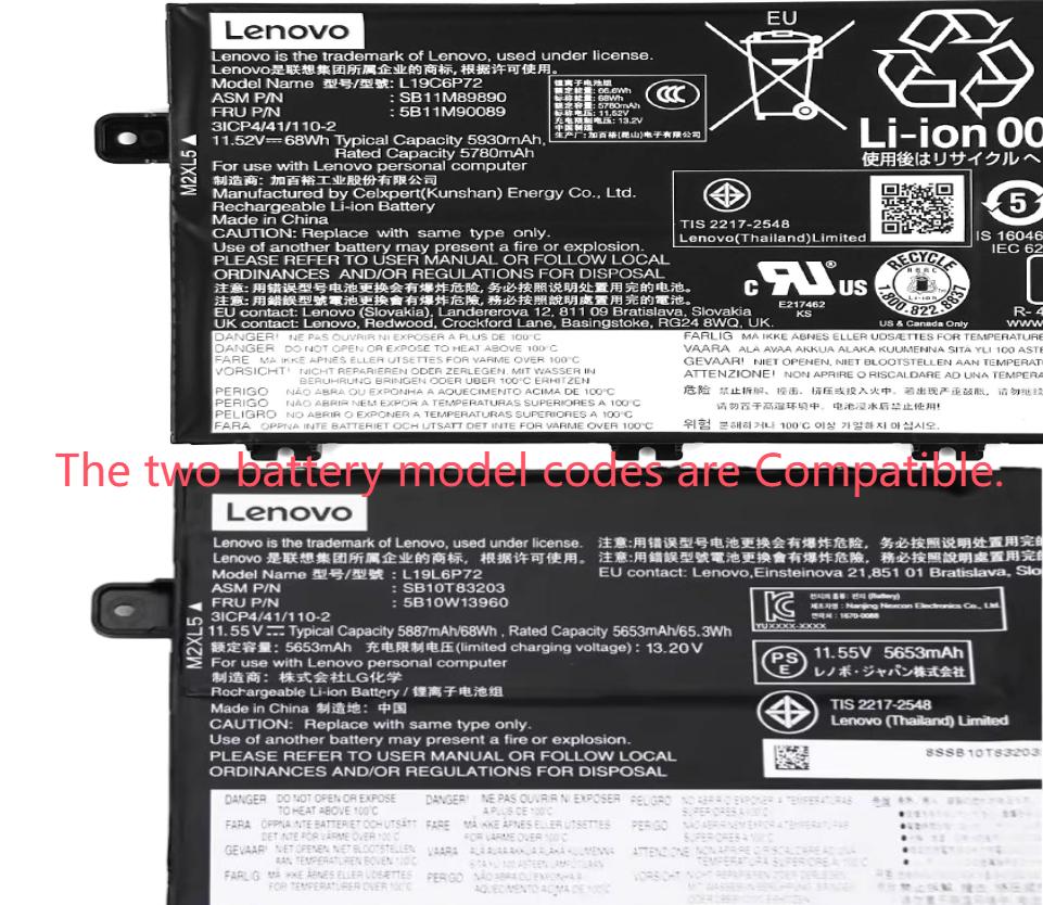 5930mAh 68Wh Origineel Accu Batterij Lenovo L19C6P72 5930mAh 68Wh Origineel Accu Batterij Lenovo L19C6P72
