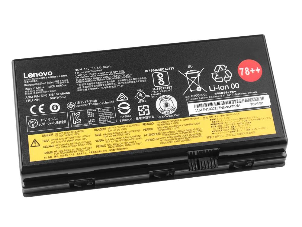78++ 6400mAh 96Wh Accu Batterij Voor Lenovo 00HW030