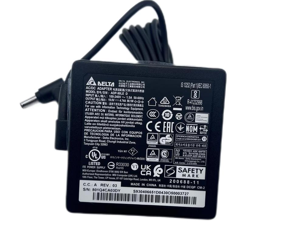 19V 4.74A 90W Origineel MSI A6200-215CA A6200-216CA Adapter Voeding Oplader + Netsnoer 19V 4.74A 90W Origineel MSI A6200-215CA A6200-216CA Adapter Voeding Oplader + Netsnoer